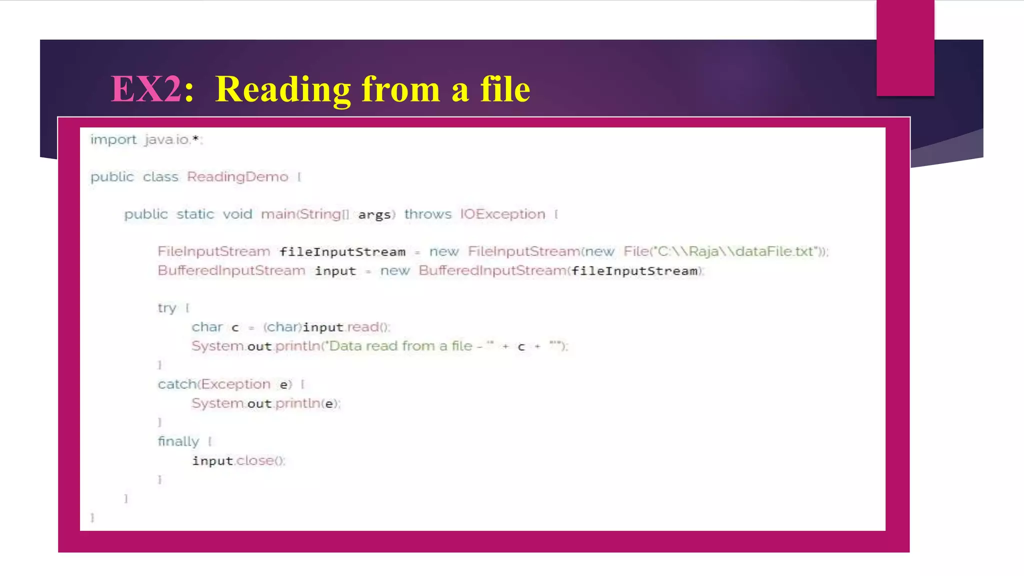 EX2: Reading from a file
 