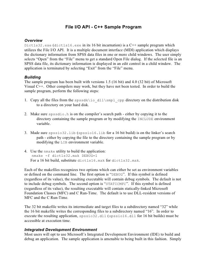 File i o api c++ sample program