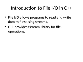 Comprehensive Guide to File Input/Output Operations in C++ Programming ...