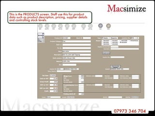 This is the PRODUCTS screen. Staff use this for product data such as product description, pricing, supplier details and co...