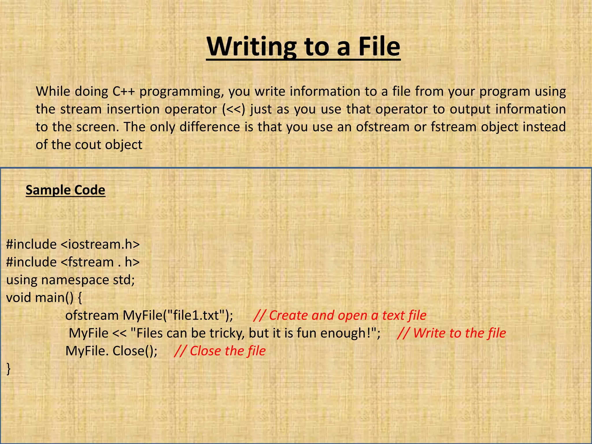 File management in C++ | PPTX