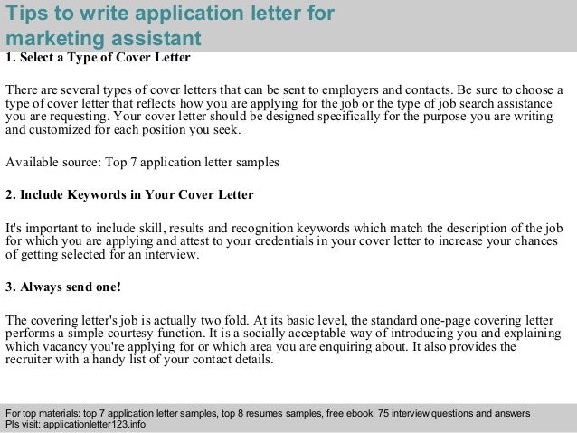 cover letter for marketing assistant position