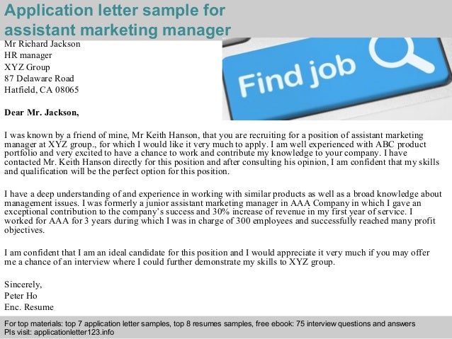 application letter for marketing assistant assistant marketing manager application letter application letter for marketing assistant assistant marketing manager application letter
