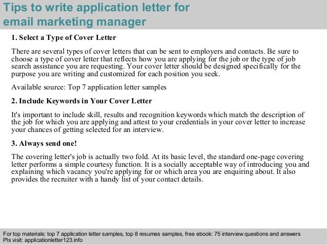 Email cover letter marketing position