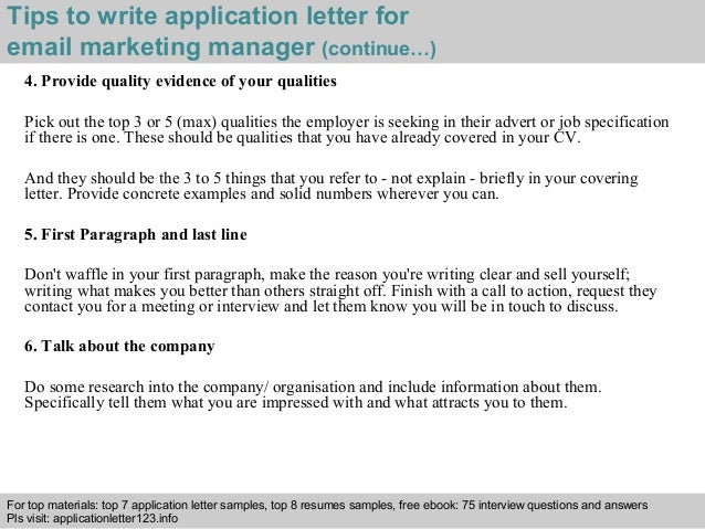 Email Marketing Manager Application Letter