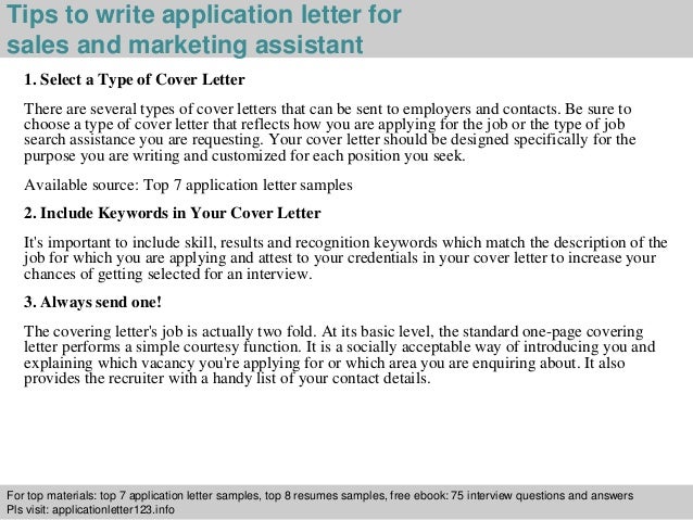 cover letter marketing assistant