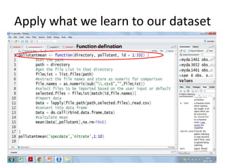 Apply what we learn to our dataset
Function defination
 