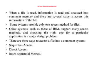 Comprehensive Overview of File Management and Access Methods in ...