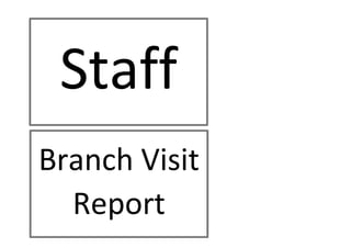 Staff
Branch Visit
Report
 
