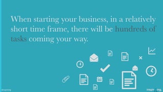 When starting your business, in a relatively
short time frame, there will be hundreds of
tasks coming your way.
D D
DD
D
D
å
ãÑ
[
[ Ñ
b
G
Ġ
@nspiriting
 