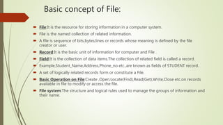 File organization and introduction of DBMS | PPTX