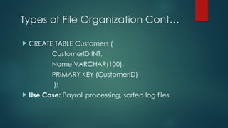 File Organization refers to the way data | PPT