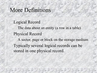 Physical File Orginization Methods File organization techniques | PPT