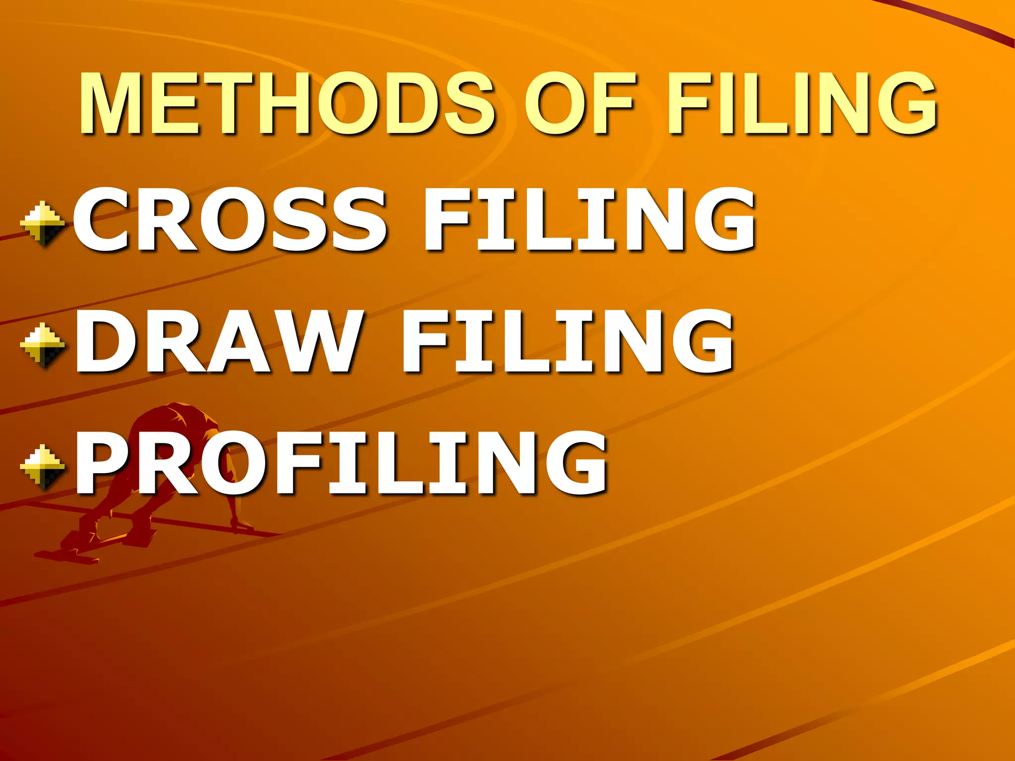 METHODS OF FILING
CROSS FILING
DRAW FILING
PROFILING
 