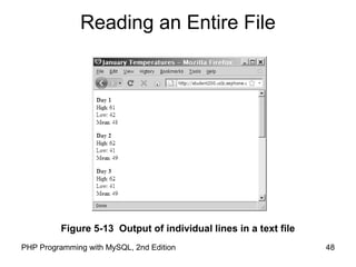48PHP Programming with MySQL, 2nd Edition
Reading an Entire File
Figure 5-13 Output of individual lines in a text file
 