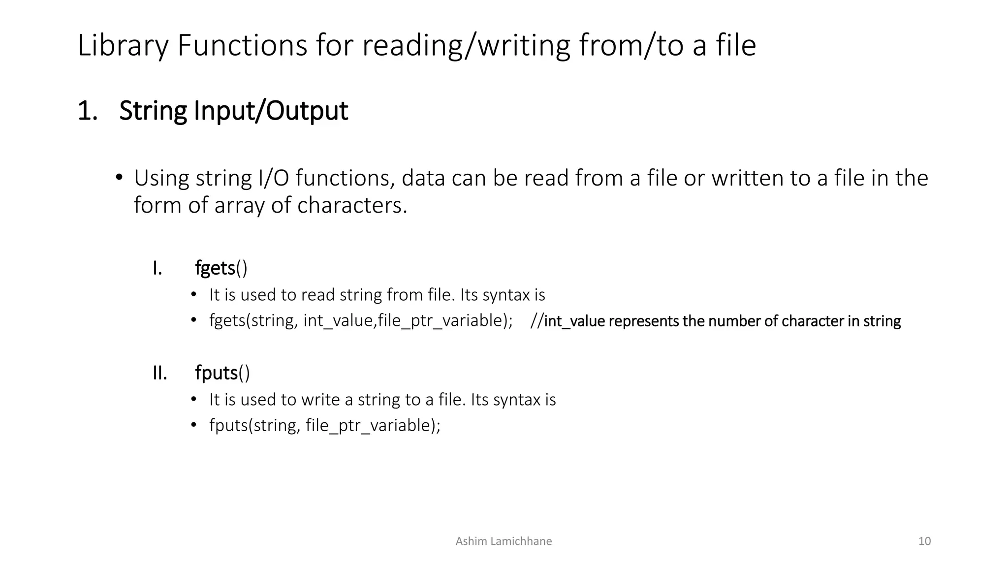 UNIT 10. Files and file handling in C | PPTX