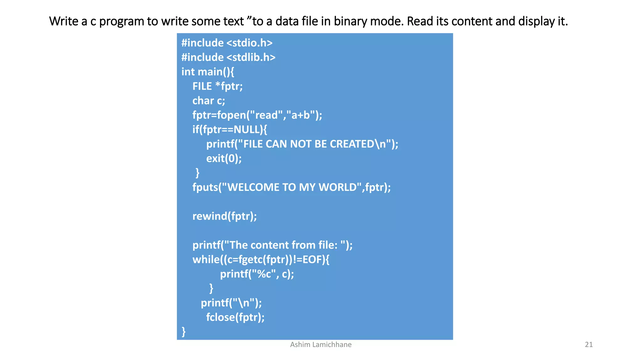 UNIT 10. Files and file handling in C | PPTX