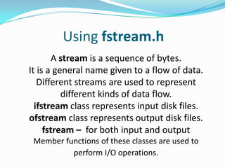 Files in c++ | PPSX