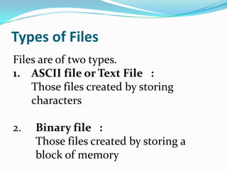 Files in c++ | PPSX
