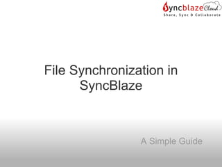 File Synchronization in
      SyncBlaze



                A Simple Guide
 