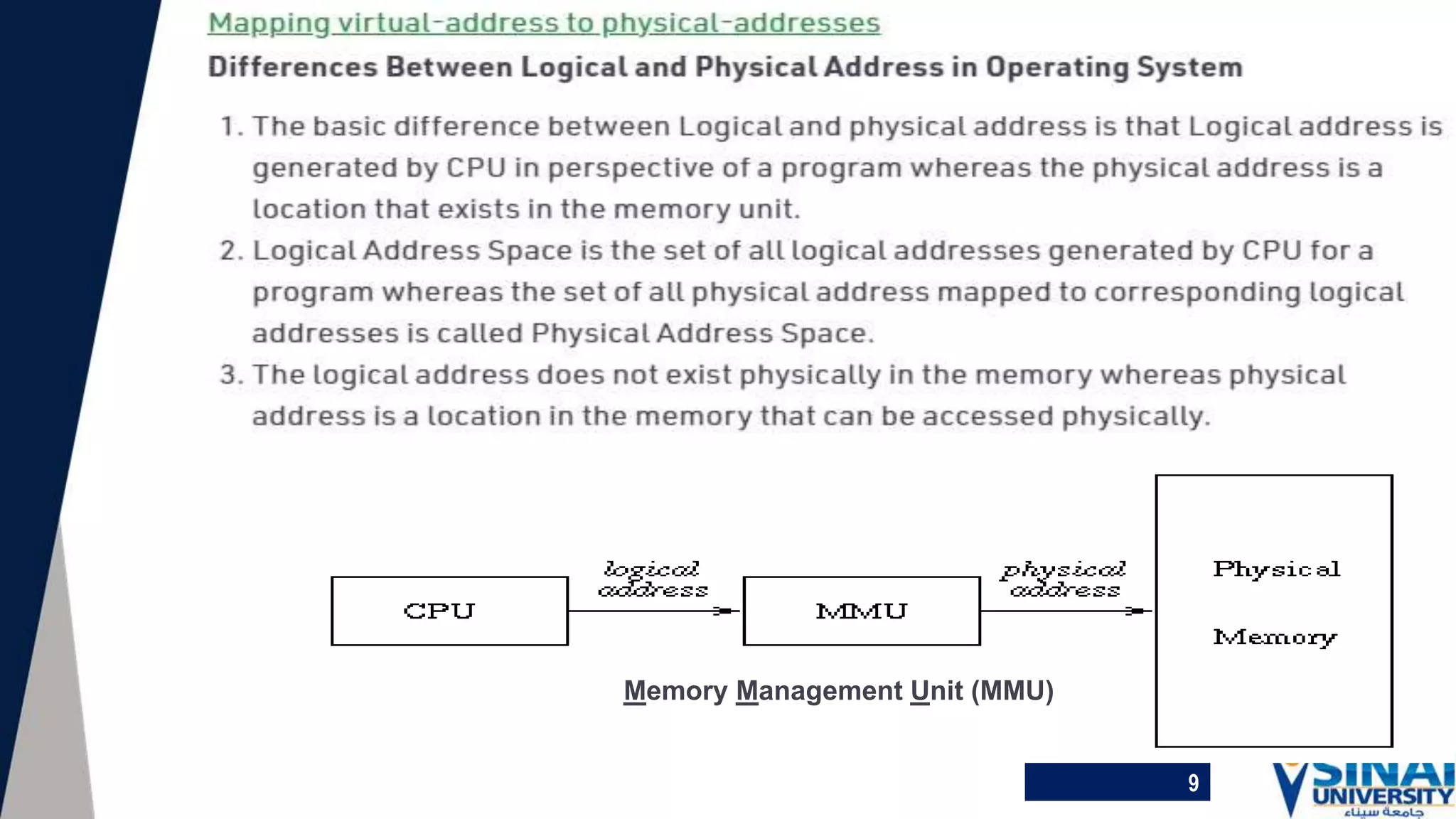 9
Memory Management Unit (MMU)
 
