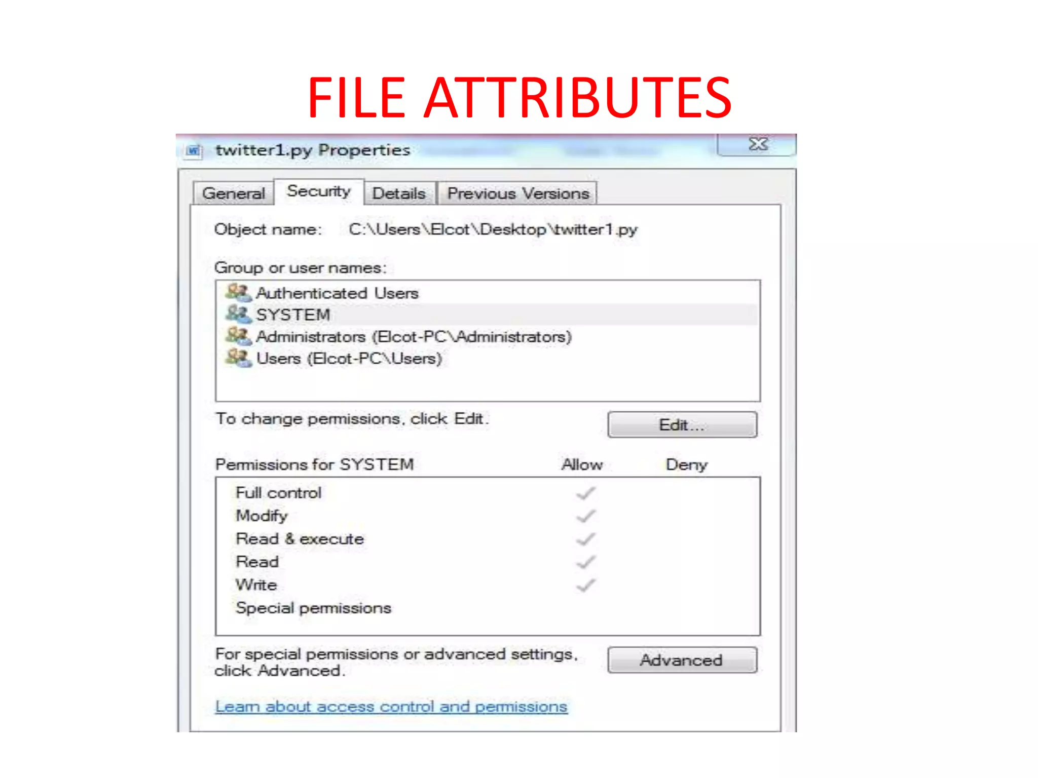FILE ATTRIBUTES
 