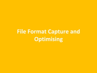 File Format Capture and 
Optimising 
 