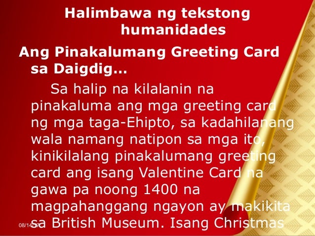 mga teksto ng diskurso Diskurso -maaaring tumutukoy sa suliraning panlipunan -tungkol sa lipunan at kultura -tulay sa pagitan ng teksto at lipunan -mapanuri at mapanaliksik -paraan ng panlipunang pagkilos 4 diskurso -kailangang magtataglay ng komunikatib na kompetens at linggwistik kompetens paara maging mahusay sa diskurso. mga teksto ng diskurso Diskurso -maaaring tumutukoy sa suliraning panlipunan -tungkol sa lipunan at kultura -tulay sa pagitan ng teksto at lipunan -mapanuri at mapanaliksik -paraan ng panlipunang pagkilos 4 diskurso -kailangang magtataglay ng komunikatib na kompetens at linggwistik kompetens paara maging mahusay sa diskurso.