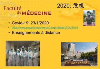 2020: 危机
• Covid-19: 23/1/2020
• https://www.scoop.it/topic/wuhan?page=6&tag=COVID-19
• Enseignements à distance
 