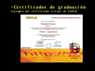 Certificados de graduación (ejemplo del certificado virtual de FATLA)