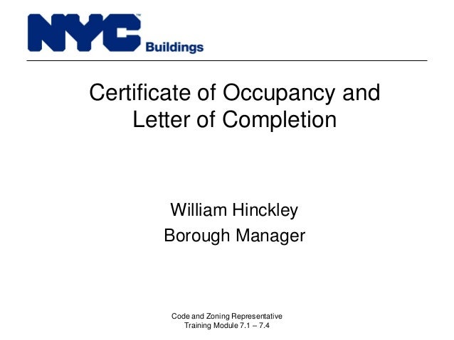 certification letter for occupancy new york city department of buildings filing rep course 105 certification letter for occupancy new york city department of buildings filing rep course 105