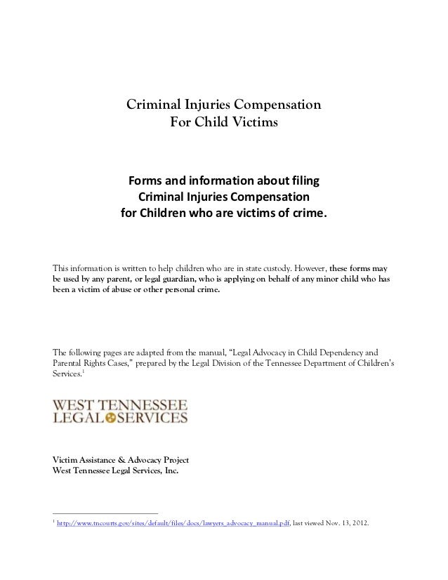 filing a childs criminal injuries claim victims of crime application form