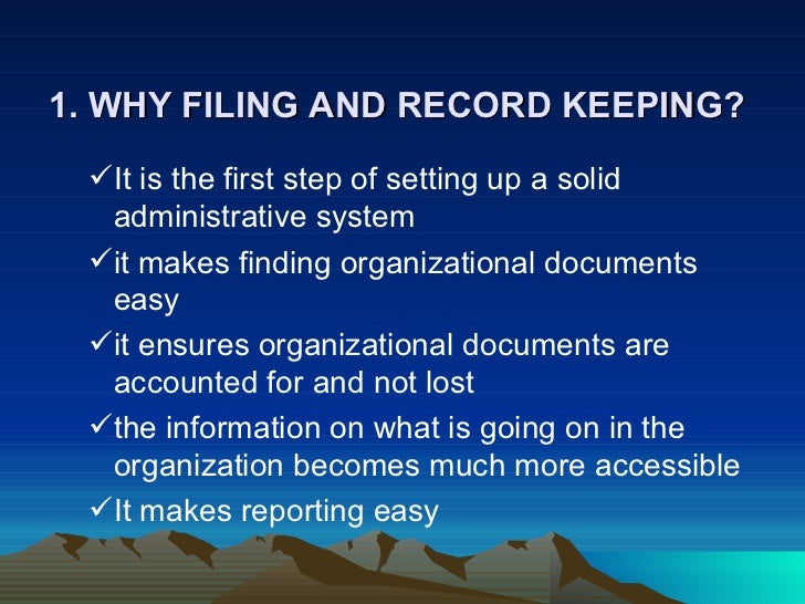 Filing and record keeping