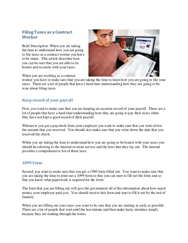 Filing taxes as a contract worker rachel