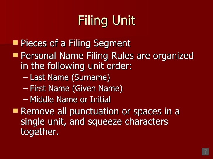 Filing Vocabulary & Rules 1 5
