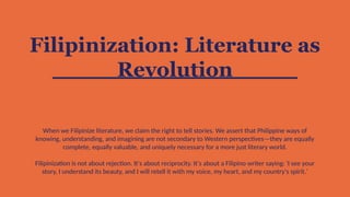 Filipinization of Non-Philippine Literature: Reclaiming Filipino ...