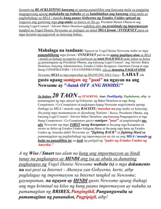 layunin ng BLACKLISTING kanyang at upang panatilihin ang kanyang mula sa pagiging
magagawang upang makakuha ng trabaho at sa katahimikan ang kanyang tinig mula sa
pagbabahagi sa MGA / mundo kung paano Gobyerno ng Estados Unidos opisyal ng
isagawa ang ganitong mga pag-atake sa kanya at iba pa. President Barack Obama at ang
kanyang Legal Counsel / Advisor Baker Donelson nakikita dito na protektado ng impormasyon
tungkol sa Vogel Denise Newsome ay inilagay sa tulad MGA forum / INTERNET para sa
mga layunin ng pagyurak sa kanyang buhay.



            Mahalaga na tandaan: Ngayon na Vogel Denise Newsome naka sa mga
            pampublikong mga forum / INTERNET pati na rin upang ipagbigay-alam sa MGA
            / mundo at ibahagi na papeles at katibayan ng tulad MALICIOUS atake laban sa kanya
            sa pamamagitan ng Presidente Obama, ang kanyang Legal Counsel / ang Advisor Baker
            Donelson, kanyang Administration, Estados Unidos Kongreso, Garretson Group at mga
            ibang CONSPIRATORS / CO-CONSPIRATORS, sila ay dumating PAGKATAPOS
            Newsome MULI sa mga pagsisikap ng SILENCING NIYA Voice - LAHAT sila
            gusto upang sumigaw ng "paul" na ngayon na ang
            Newsome ay "-batak OFF ANG HOODS!"

            Sa ibabaw 20 TAON              ng STALKING, Asar, Panliligalig, Pagbabanta, atbp. sa
            pamamagitan ng mga opisyal ng Gobyerno, ng Baker Donelson at mga ibang
            Conspirators / Co-Conspirators at pagkatapos kapag Newsome nagsisimula upang
            ibahagi sa MGA / mundo ang RACISTS / maselan na pag-atake sa kanyang,
            iba pang mga mamamayan at dayuhang Nations / Bansa, Presidente Obama, ang
            kanyang Legal Counsel / Advisor Baker Donelson, ang kanyang Pangangasiwa at mga
            ibang Conspirators / Co-Conspirators gusto sumigaw "paul" at pagtatangka na-
            alis Newsome ng mga FIRST susog Karapatan at iba pang mga Karapatan na
            secure sa ilalim ng Estados Unidos Saligang-Batas at iba pang mga batas ng Estados
            Unidos ng Amerika dahil Newsome ay "fighting BACK" at fighting Hard sa
            pamamagitan ng pagbabahagi ng impormasyon na ito sa ang MGA / mundo sa
            halip na panatilihin ito sa loob ng paligid ng "pader ng Estados Unidos ng
            Amerika.''

A ng Wise / Smart tao alam na kung ang impormasyon ay hindi
tunay na pagkatapos ay HINDI ang isa ay abala sa dumating
pagkatapos ng Vogel Denise Newsome website (s) o mga dokumento
na nai-post sa Internet - Ahensya yan Gobyerno, korte, atbp
paglalagay ng impormasyon sa Internet tungkol sa Newsome;
gayunpaman, na ngayon ay HINDI gusto Newsome upang ibahagi
ang mga kriminal na kilos ng kung paano impormasyon ay nakuha sa
pamamagitan ng BRIBES, Pangingikil, Pangunguwalta sa
pamamagitan ng pananakot, Pagpipigil, atbp!
 