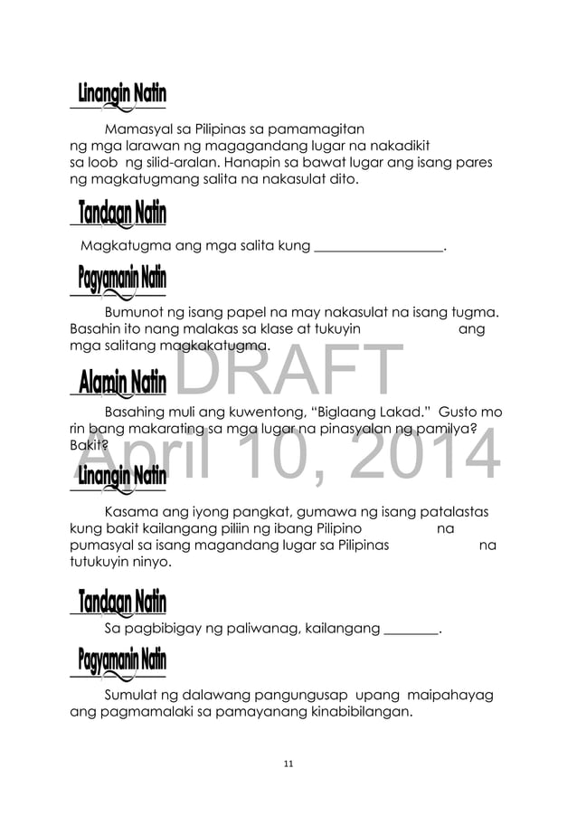 K TO 12 GRADE 3 LEARNER’S MATERIAL IN FILIPINO