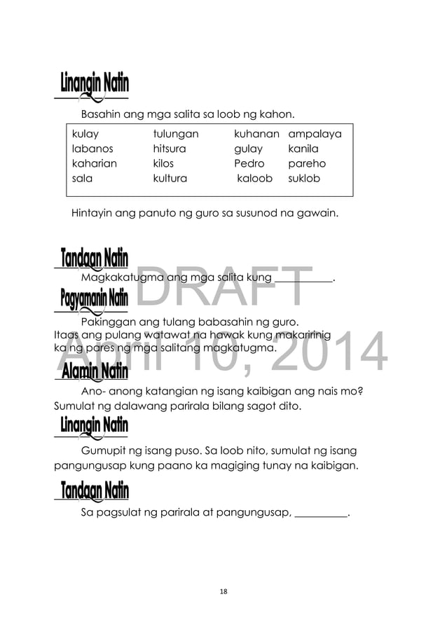 K TO 12 GRADE 3 LEARNER’S MATERIAL IN FILIPINO