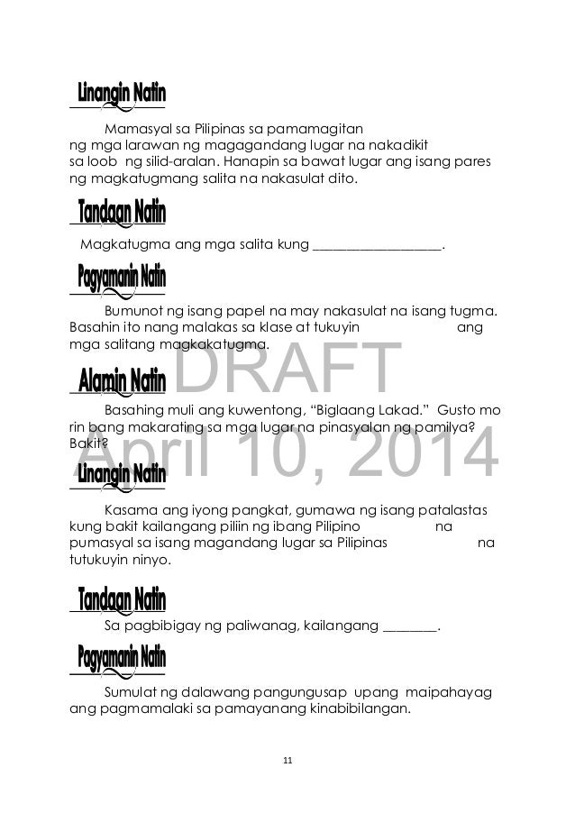 K TO 12 GRADE 3 LEARNER’S MATERIAL IN FILIPINO