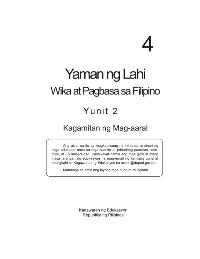 K TO 12 GRADE 4 LEARNER’S MATERIAL IN FILIPINO (Q1-Q4)