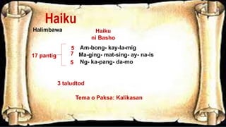 Aralin sa filipino-9-tanka-at-haiku isang presentasyon | PPTX