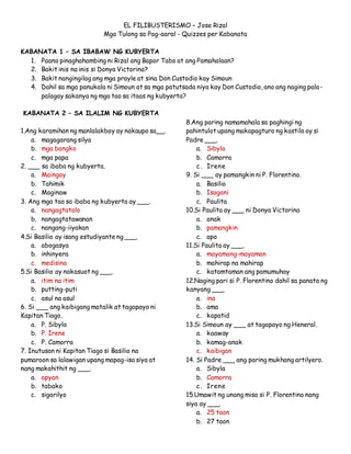 el filibusterismo summary tagalog el filibusterismo summary tagalog