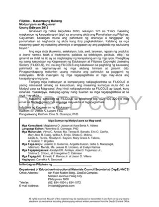 Grade 10 Filipino Module (1st Quarter) | PDF