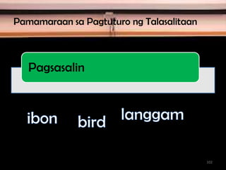 Pamamaraan sa Pagtuturo ng Talasalitaan
Pagsasalin
102
 