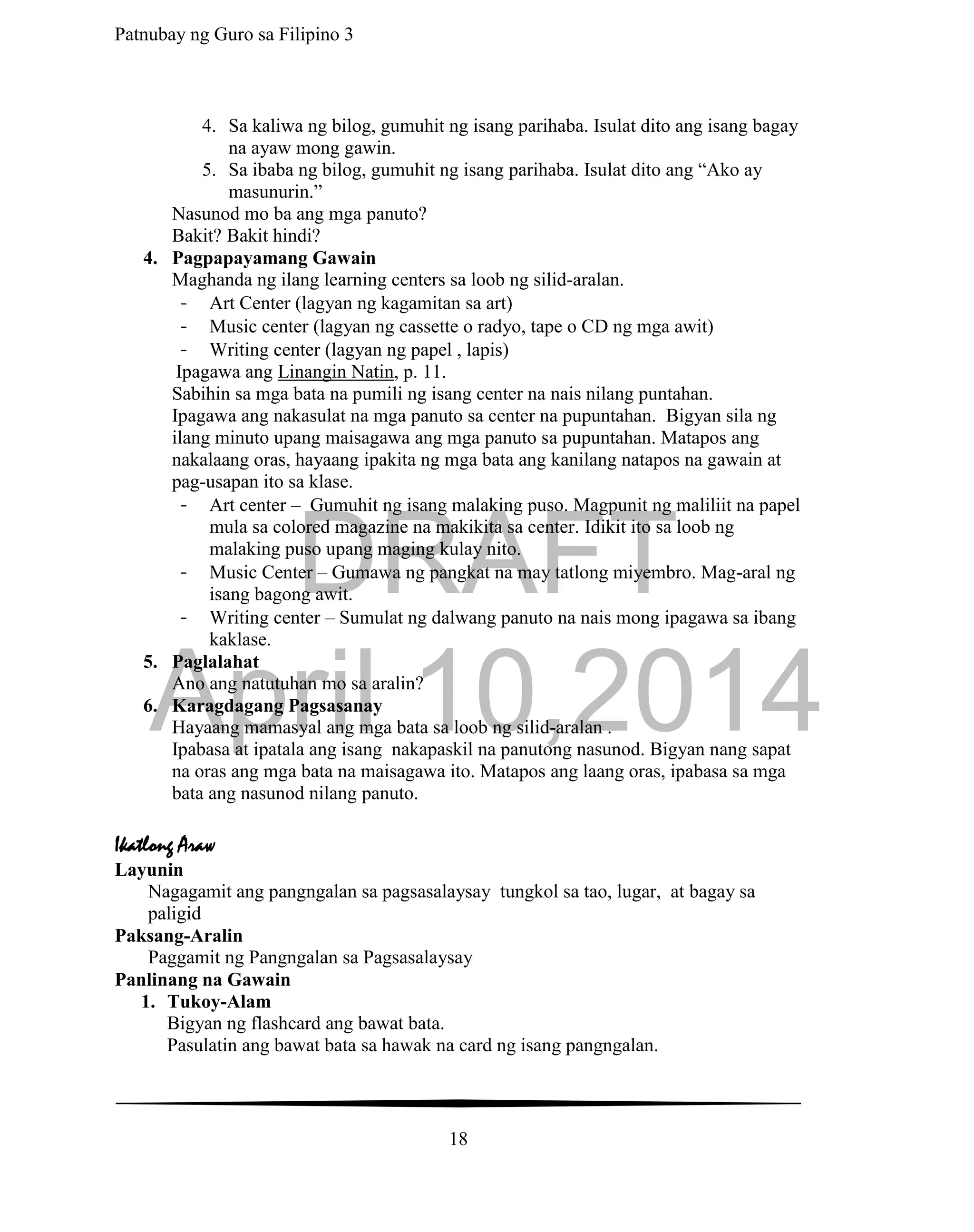 Grade 3 Filipino Teachers Guide | PDF
