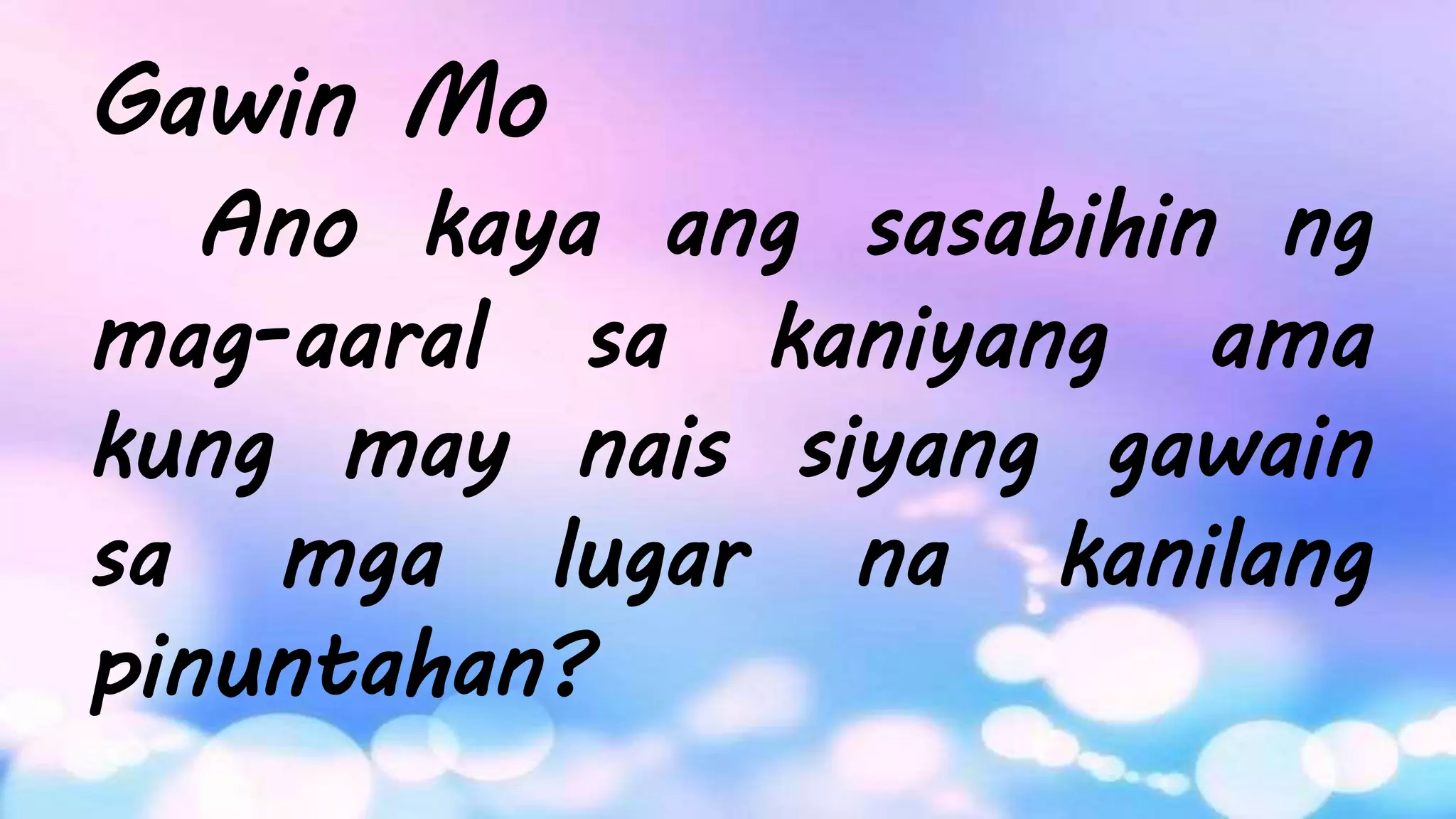 Filipino 4-Aralin 6- Lugar sa Pamayanan, Halina't Pasyalan_Day 2-5 ...