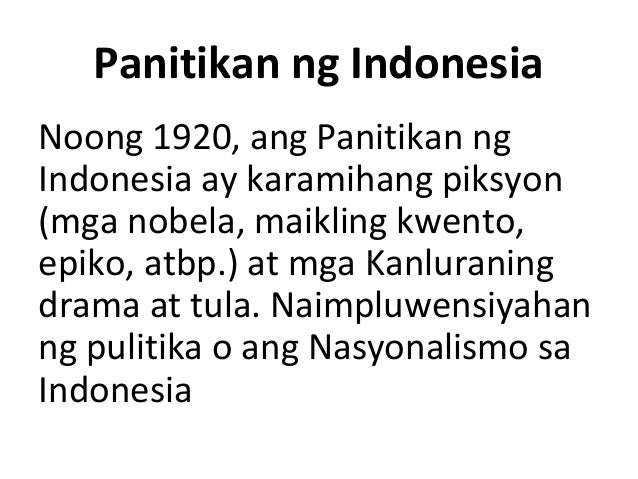 Filipino 9 Panitikan ng Indonesia