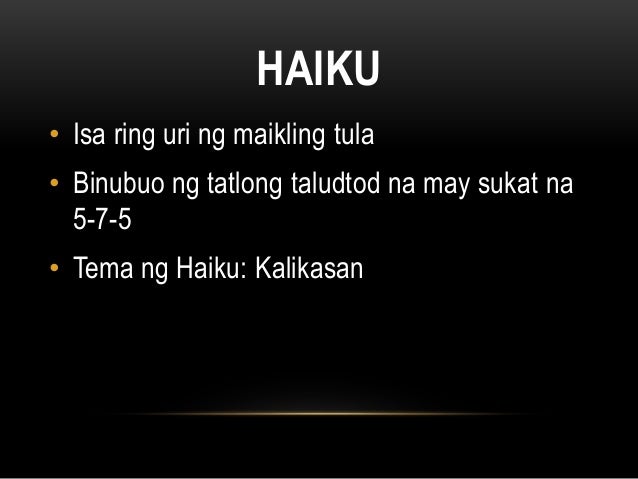 Filipino 9 Tanka at Haiku