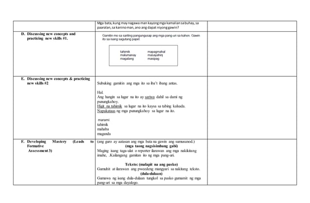 Filipino Lesson Plan In By Nina Losabia Pdf Vrogue